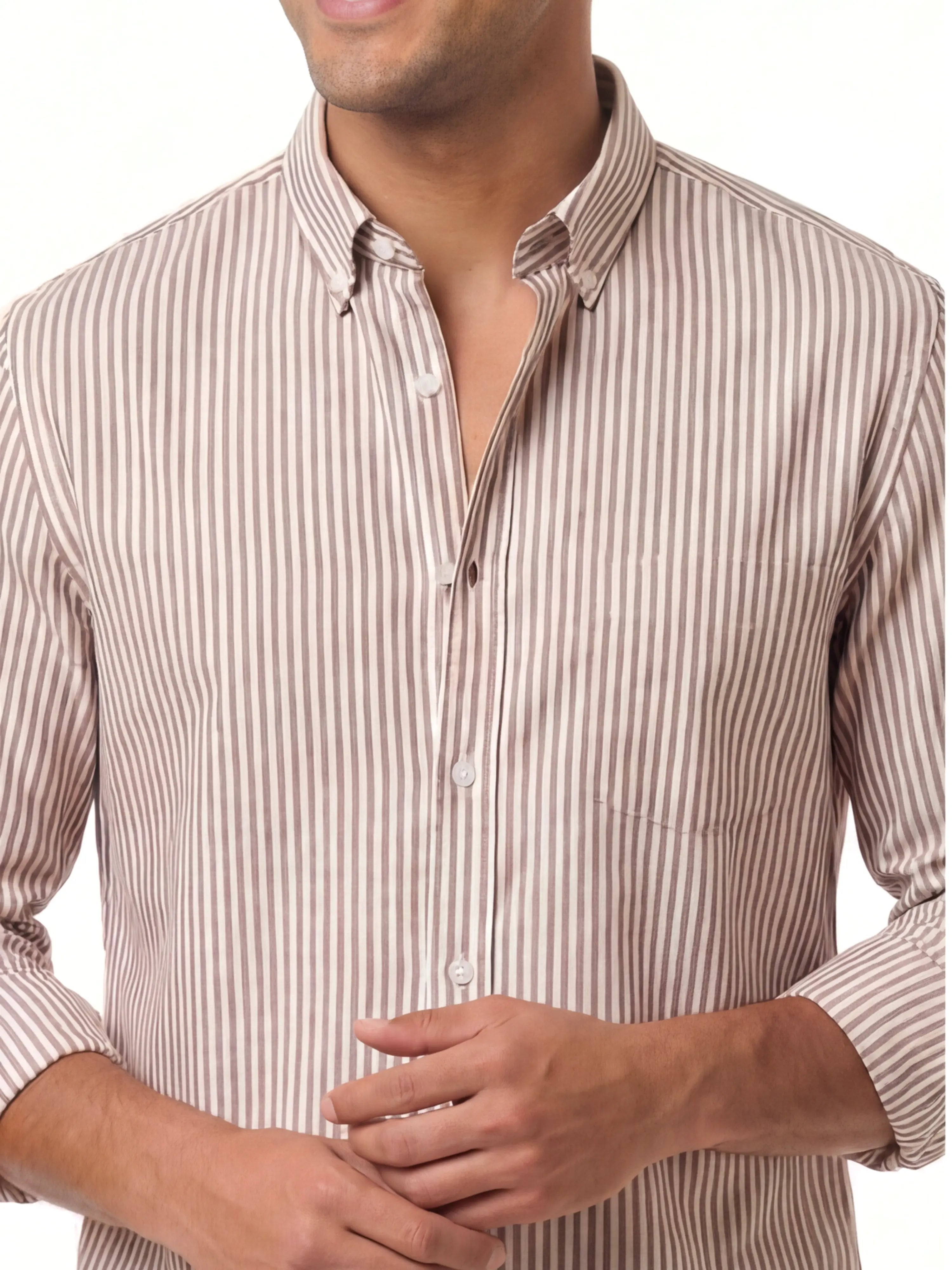 Oxford Shirt - Brown Stripe