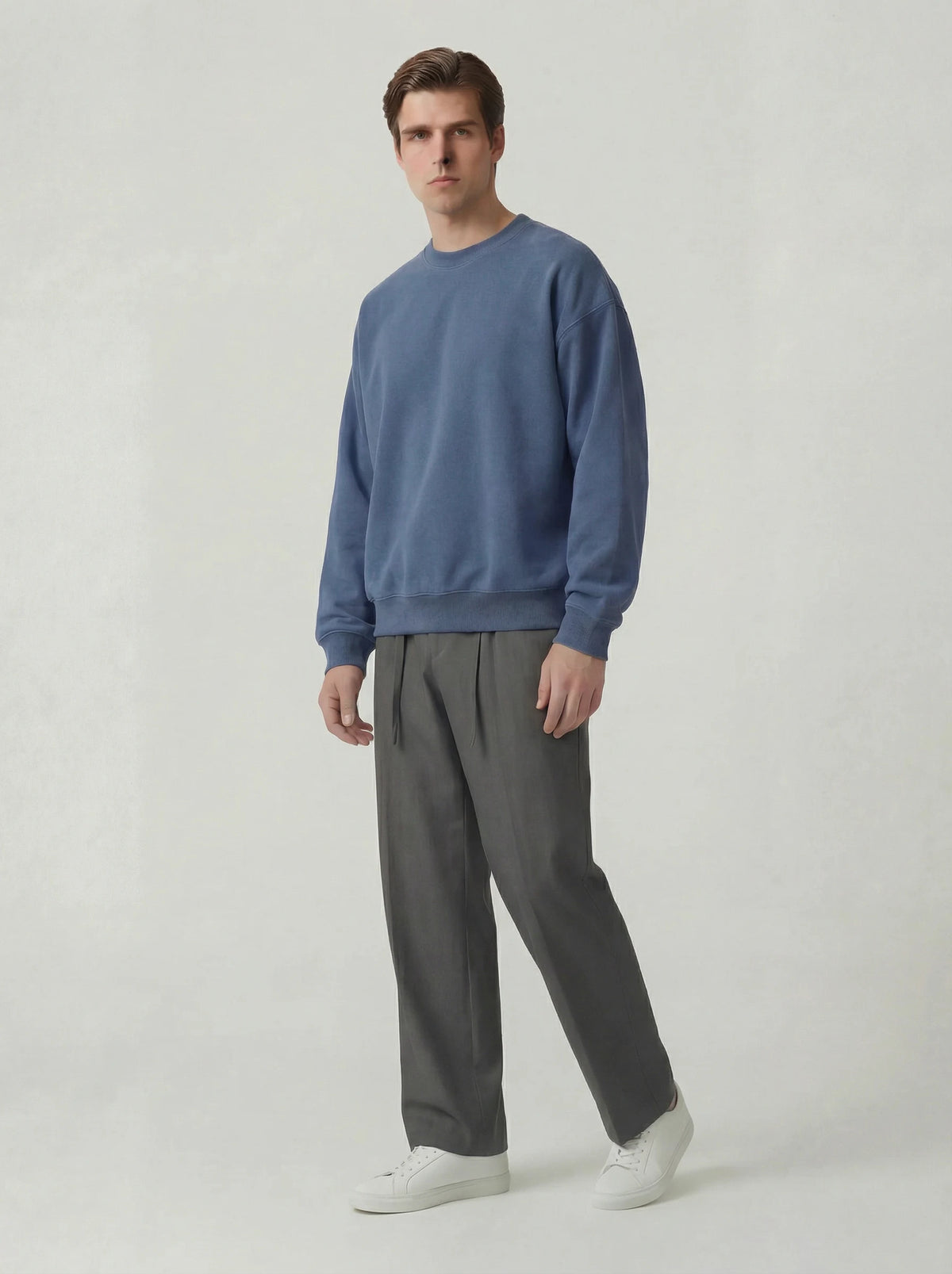 Old Money Wide Leg Trouser - Dark Grey