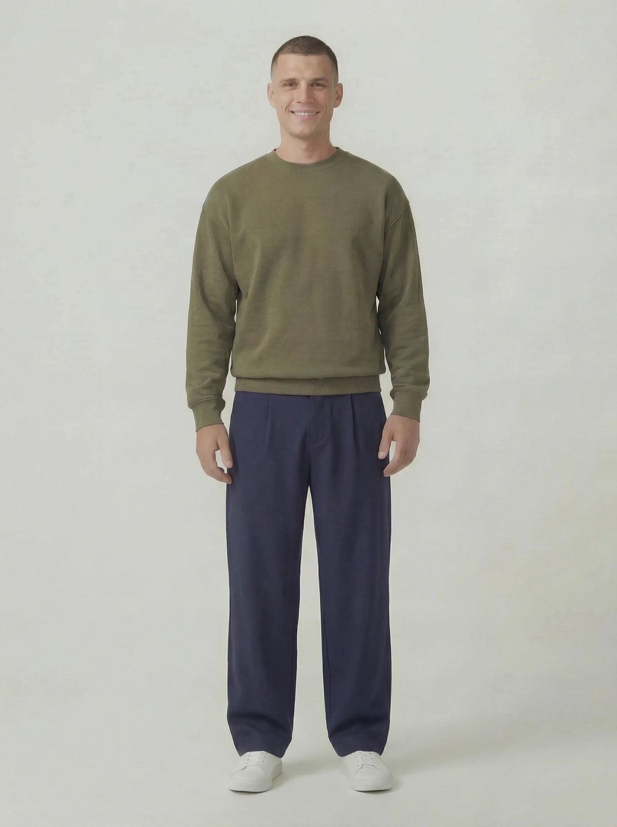 Old Money Wide Leg Trouser - Navy Blue