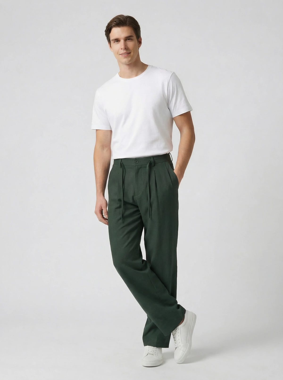 Old Money Wide Leg Trouser - Olive Green