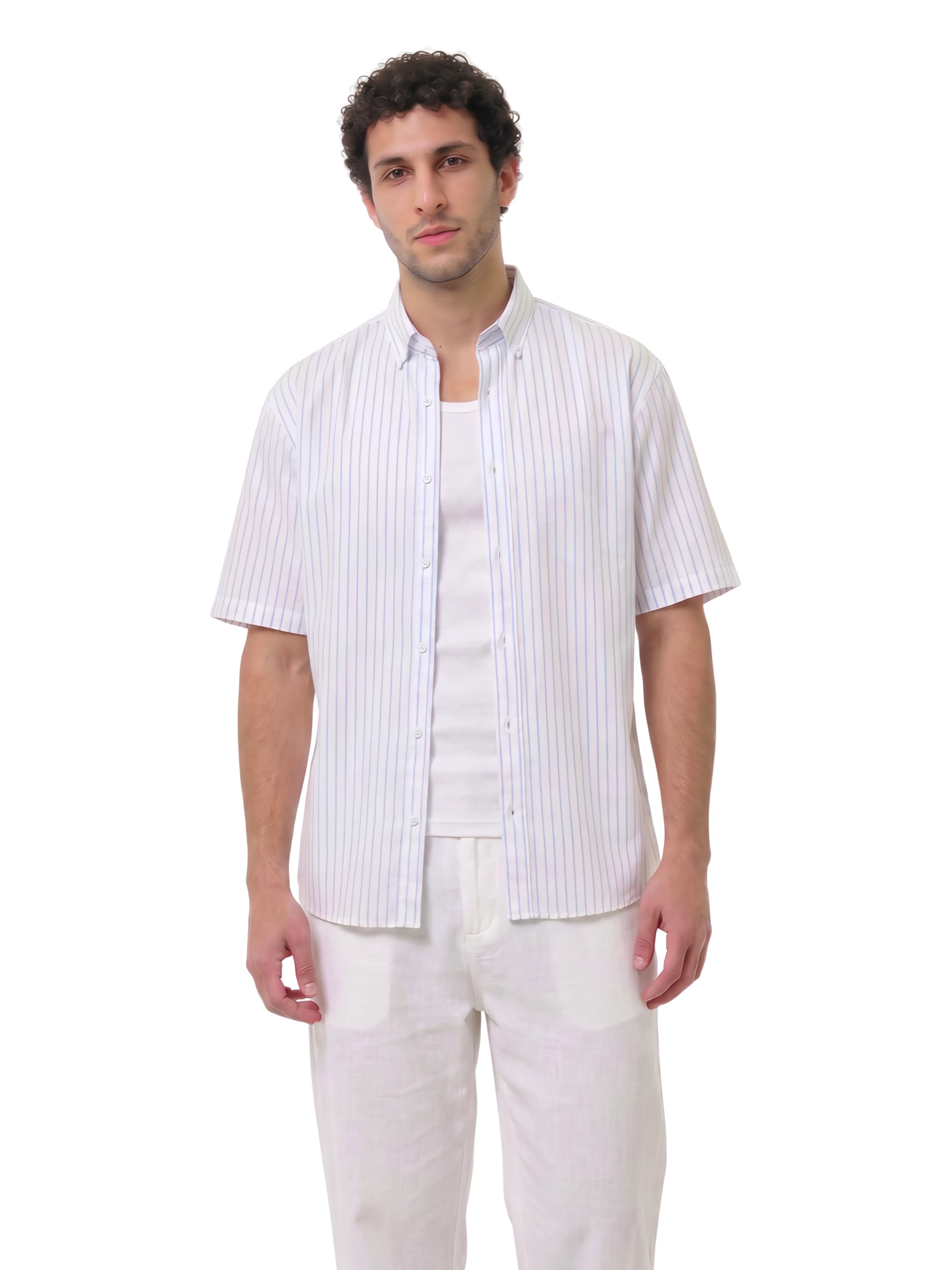 Oversized Short Sleeve Shirt  – Arctic Stripe