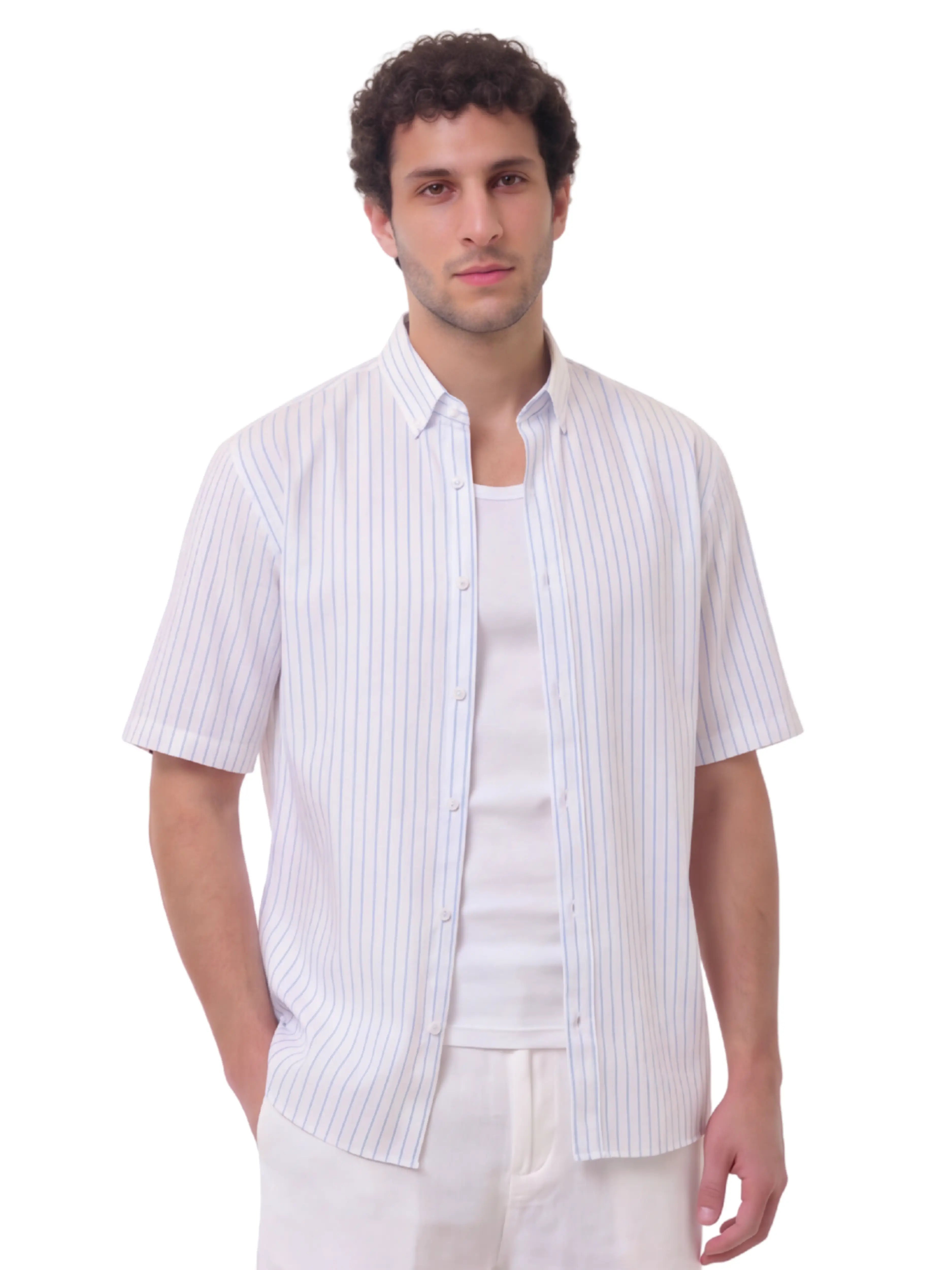 Oversized Short Sleeve Shirt  – Arctic Stripe