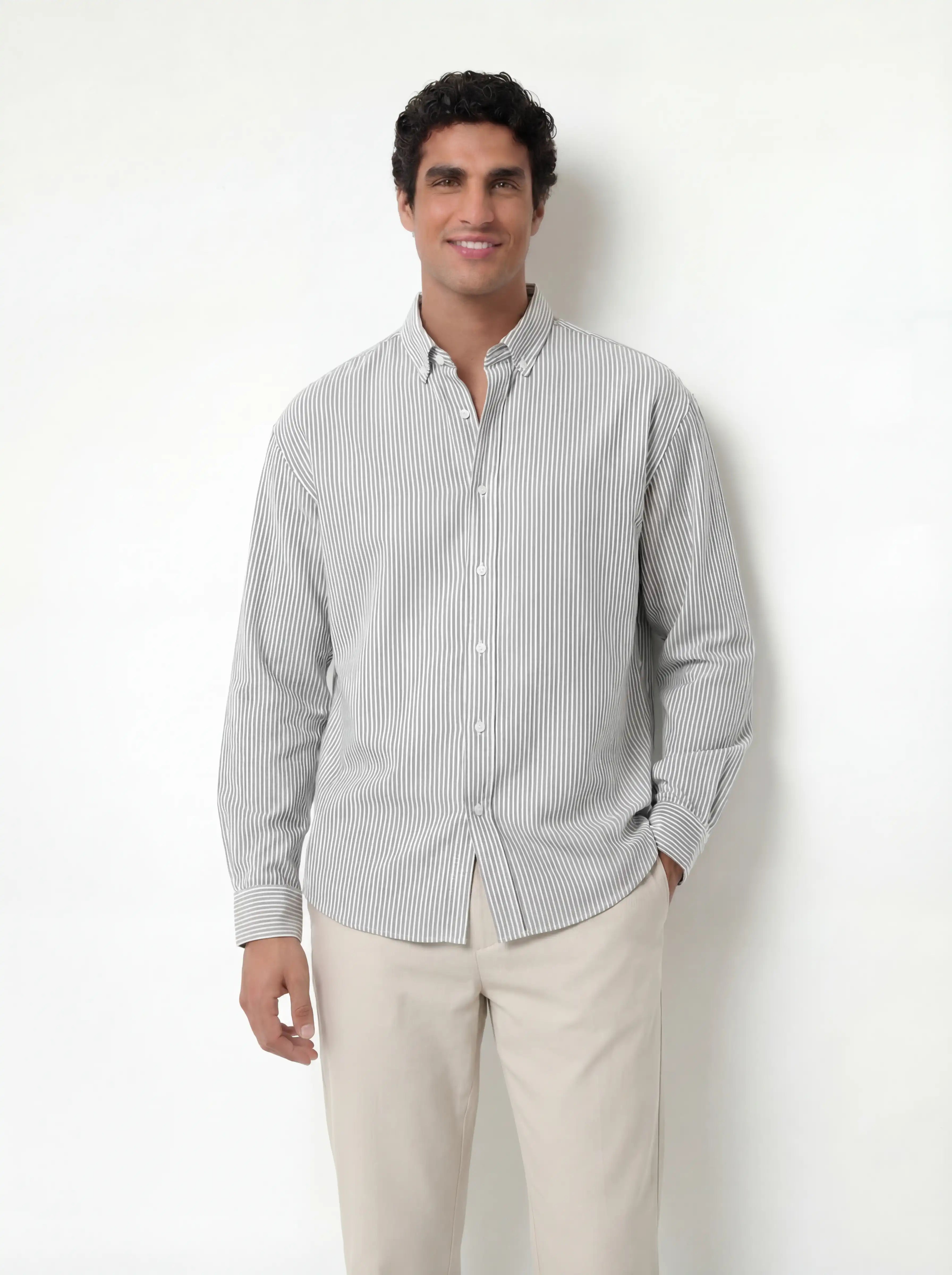 Oxford Shirt - Grey Stripe