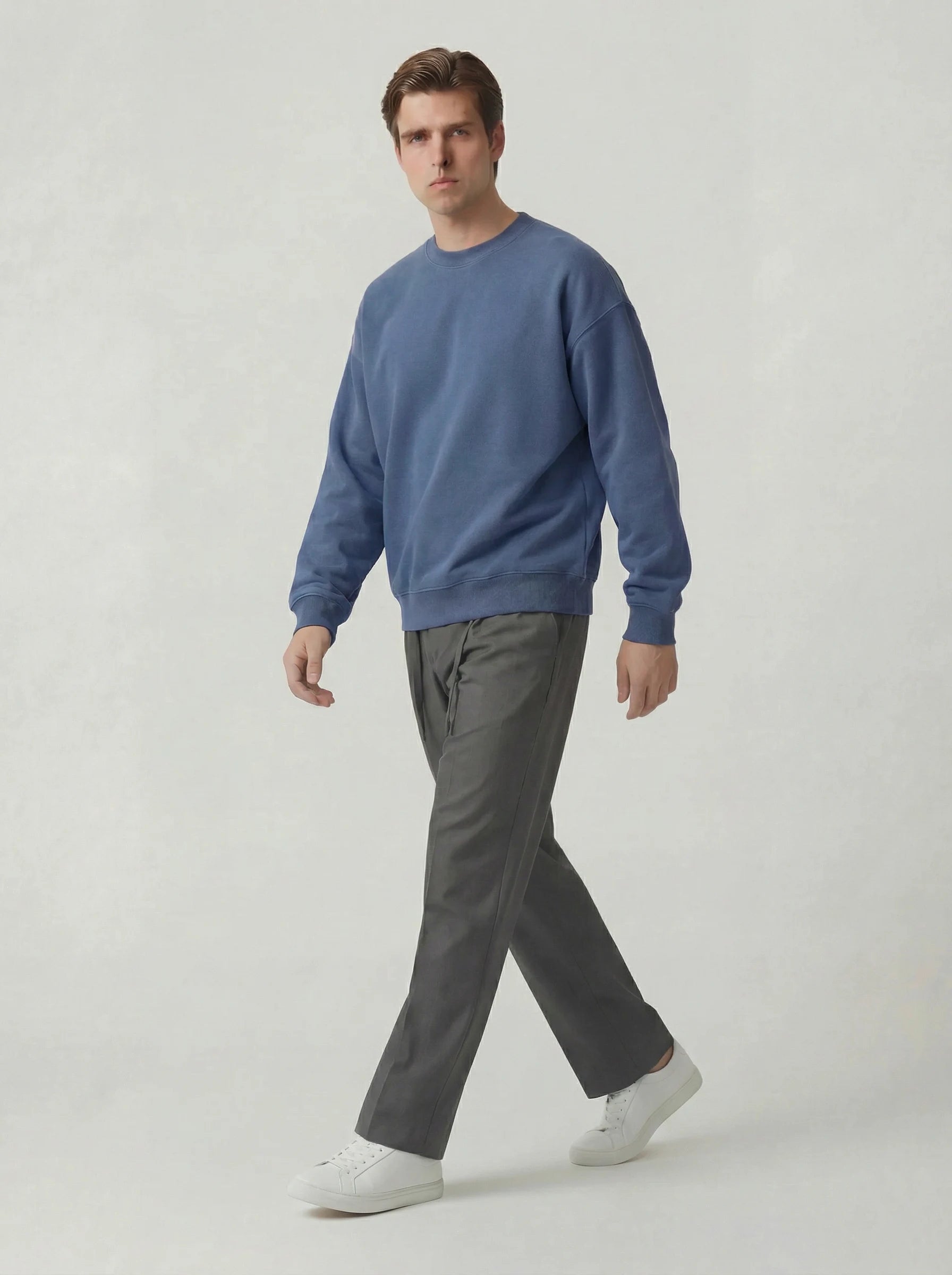 Old Money Wide Leg Trouser - Dark Grey