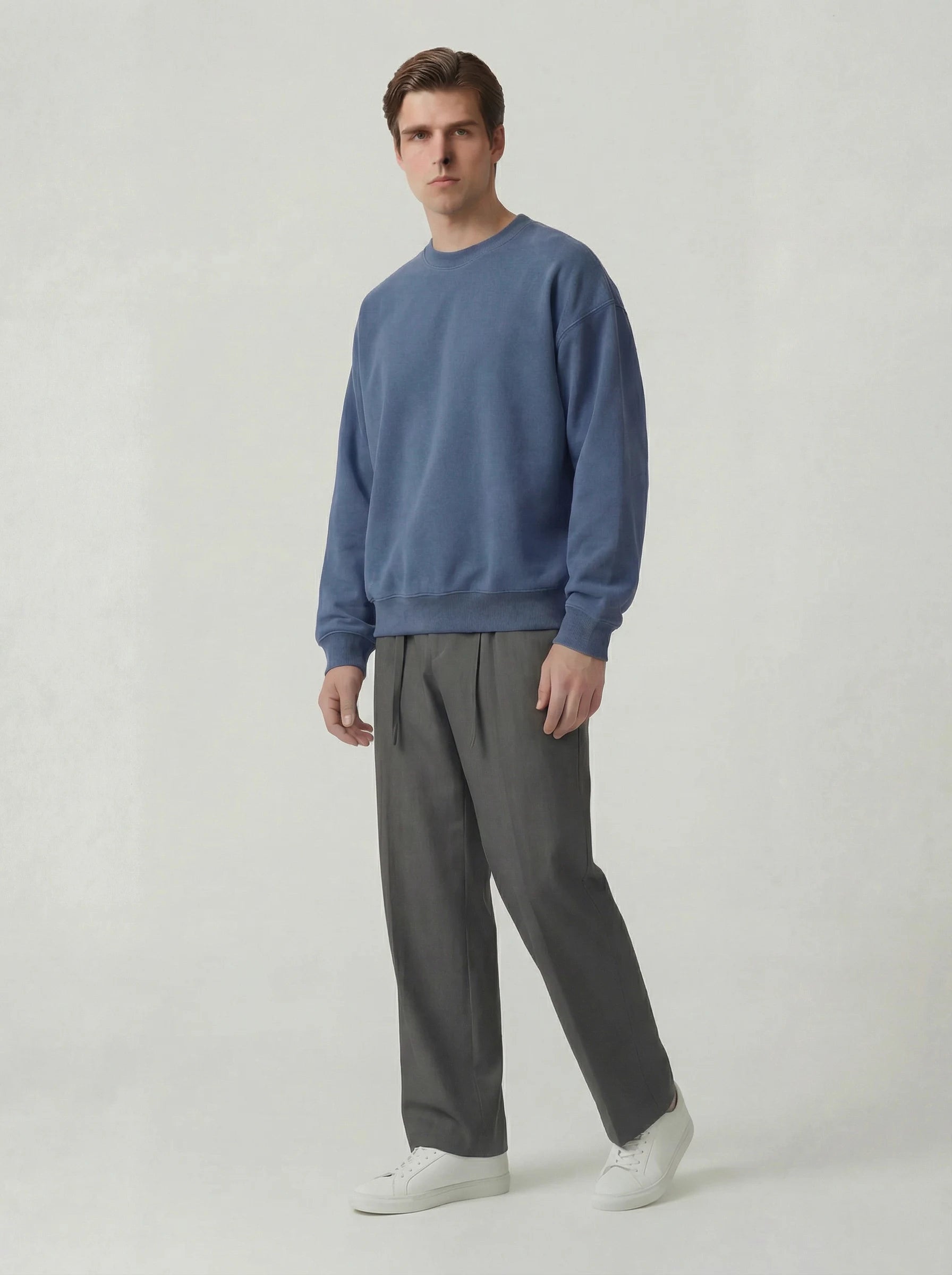 Old Money Wide Leg Trouser - Dark Grey