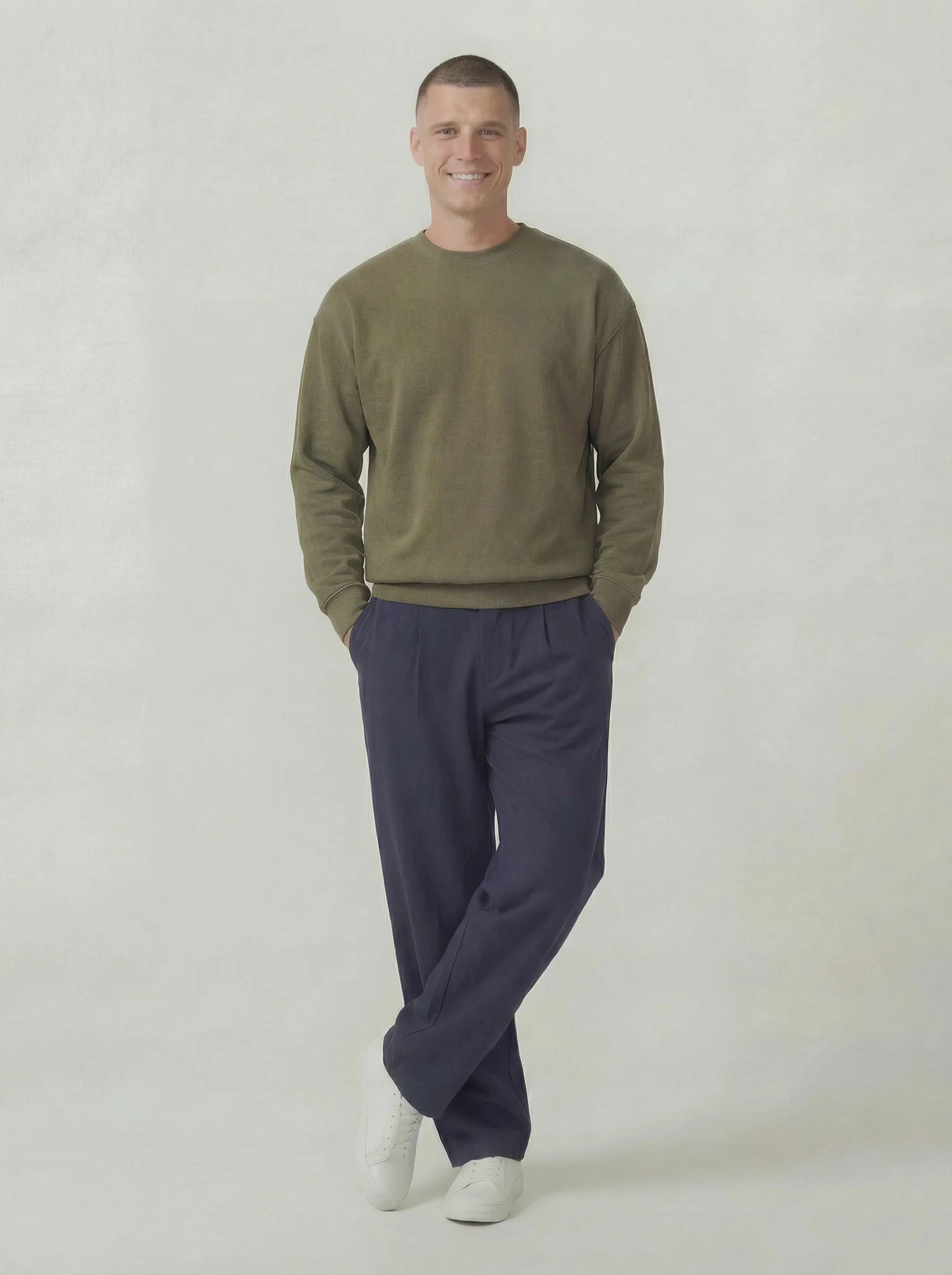 Old Money Wide Leg Trouser - Navy Blue