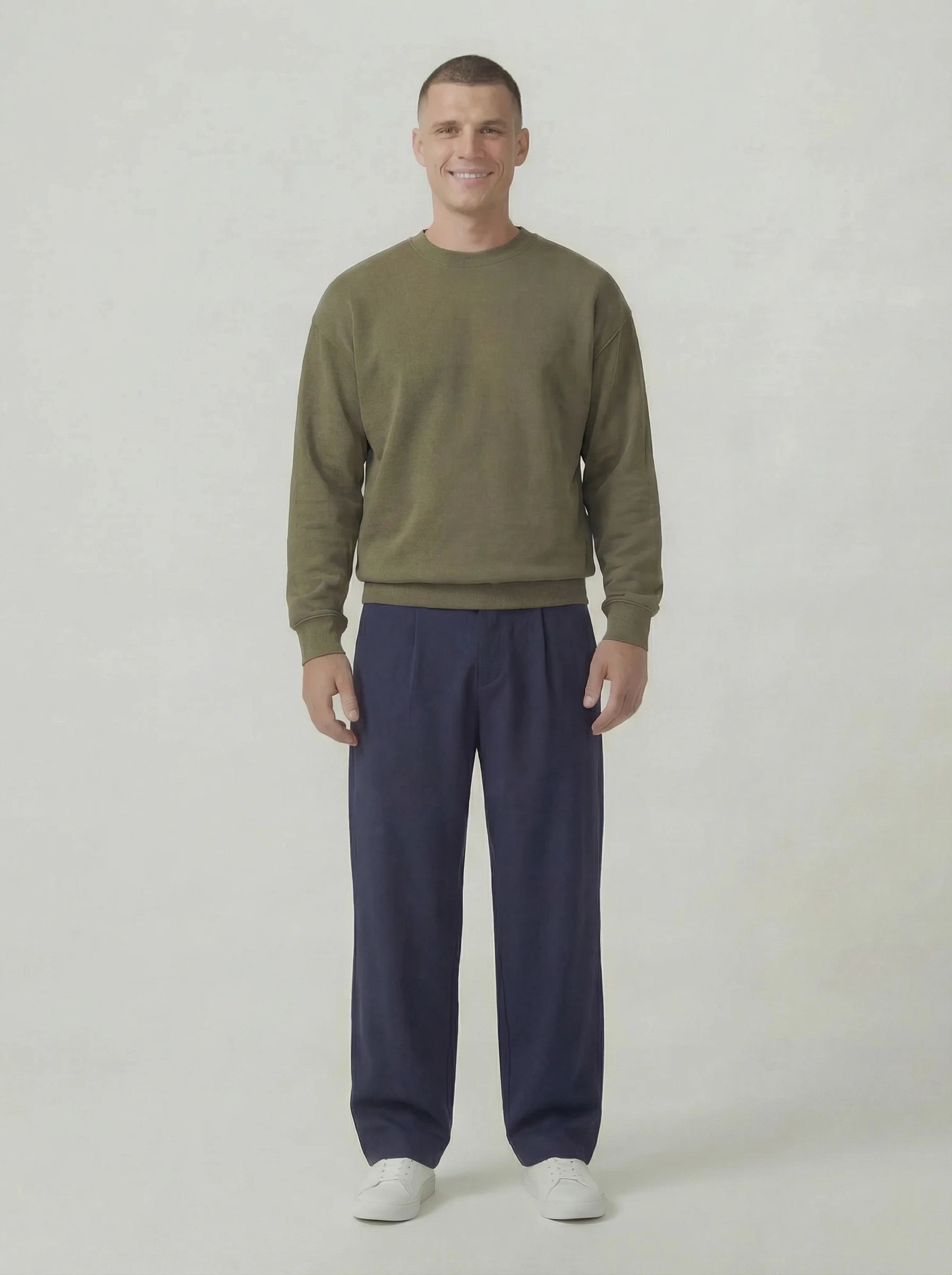 Old Money Wide Leg Trouser - Navy Blue