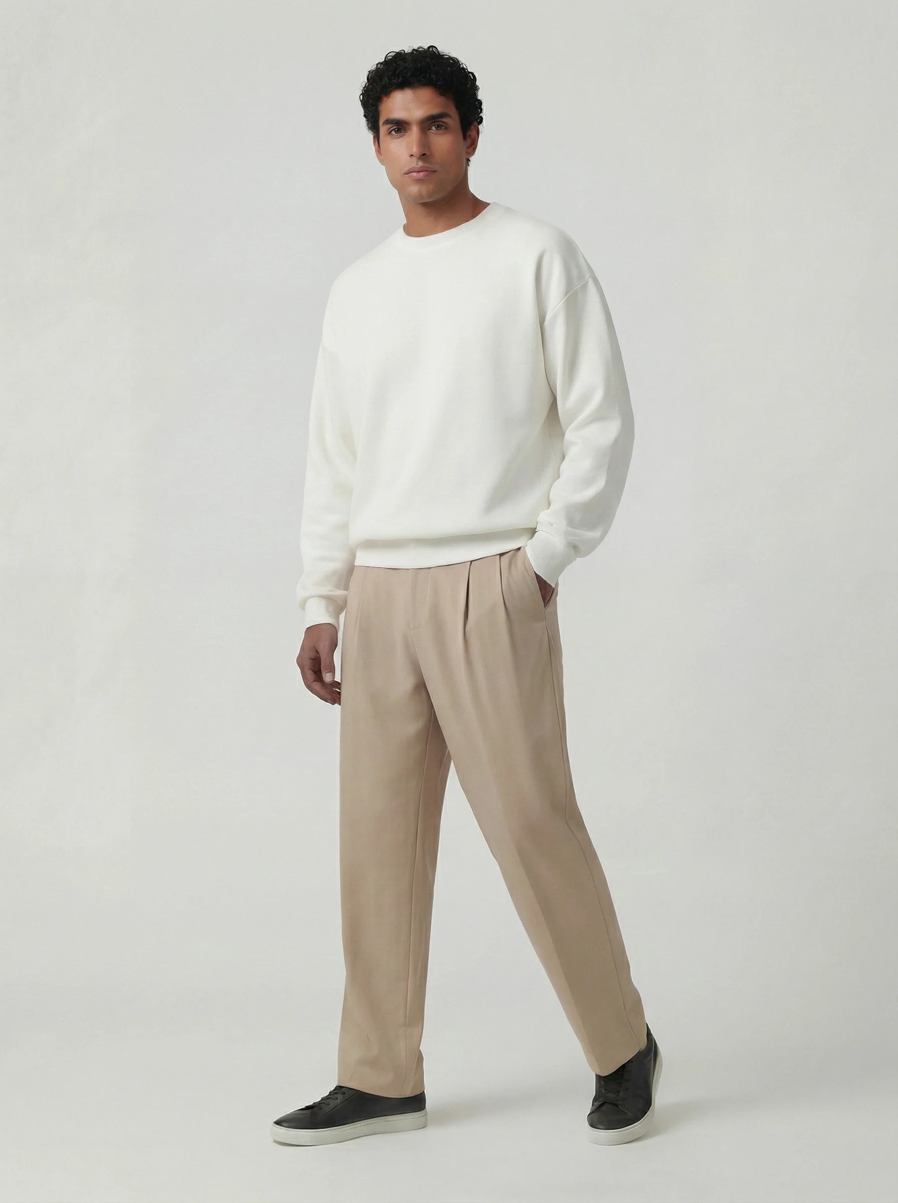 Old Money Wide Leg Trouser - Warm Beige